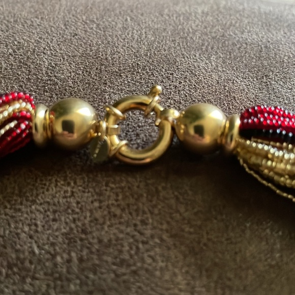 Red, Black and Golden Murano Glass Bead Torsade Necklace - Picture 3 of 16
